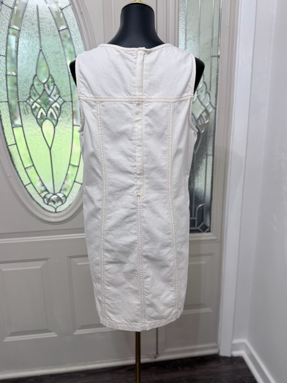 Time and Tru Off White Sleeveless Shift Dress Large Minimalist Casual - Picture 5 of 8